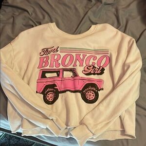 Ford Bronco Girl White Kids Shirt